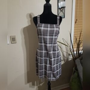 Rue21 Brown & White Plaid Square-Neck Mini Dress